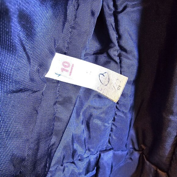 Vintage LC Tailorwear England Wool Swing Coat Navy Blue Girls 10 Velvet trim 60s - Picture 7 of 9